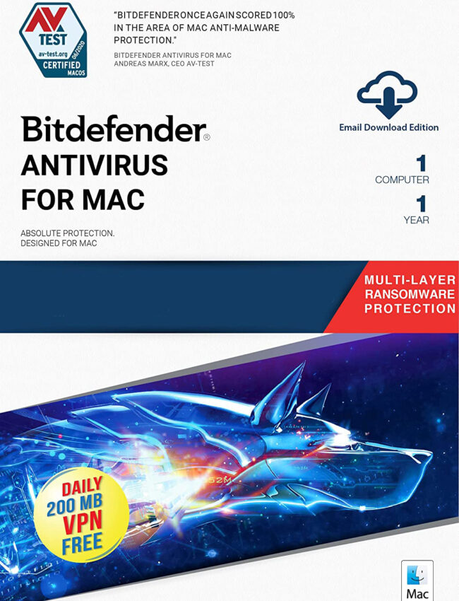 Bitdefender Antivirus For Mac 1 User 1 Year