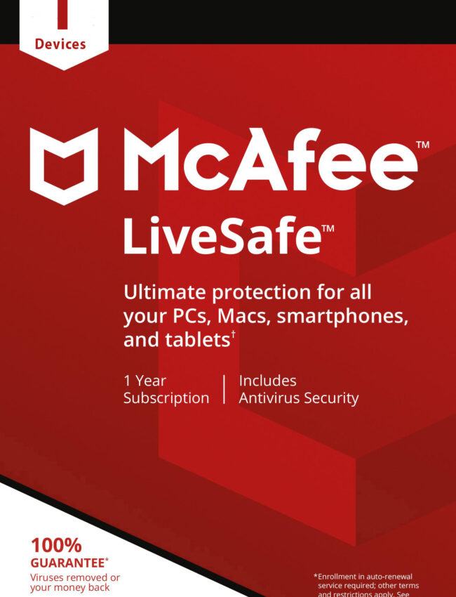 McAfee LiveSafe 1 User 1 Year