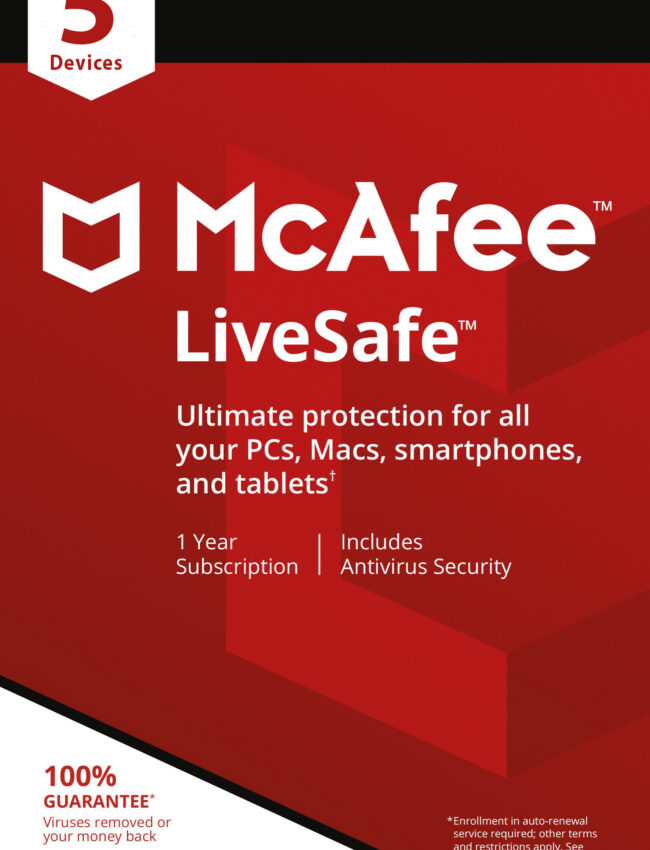 McAfee LiveSafe 5 User 1 Year